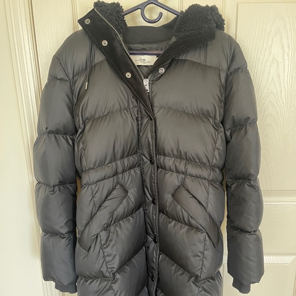 Women’s Large COACH long black puffer jacket. - Picture 1 of 4